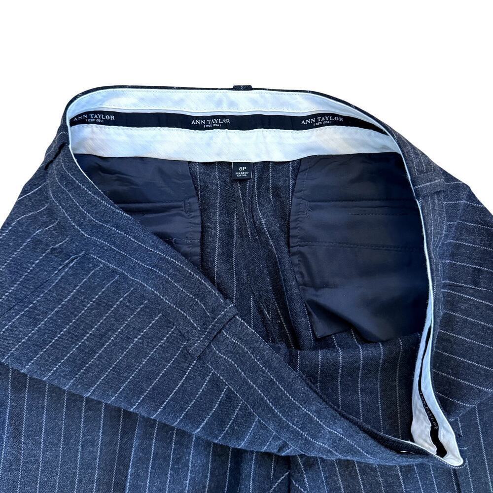VTG Ann Taylor Pinstripe Charcoal Gray Trousers Low Rise Y2K Women's Size 8p - Picture 3 of 5